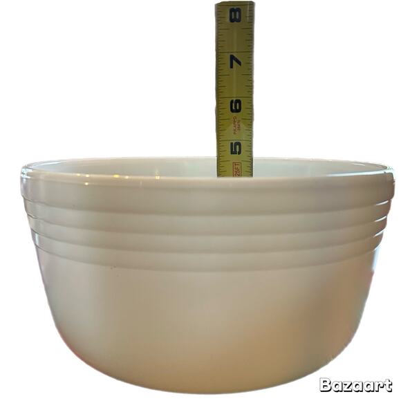 Vintage PYREX Hamilton Beach Mixing Bowl Milk Glass Ribbed USA Racine WI 50s - Picture 8 of 8